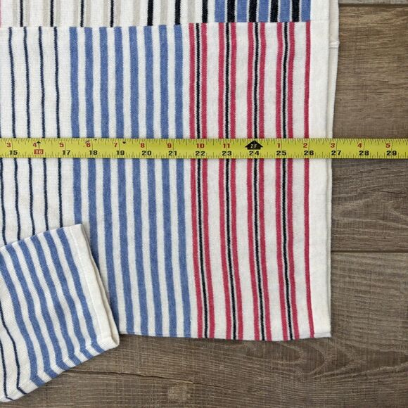 J.Jill Womens Striped Lightweight Sweater Size L Blue Red Coastal Classic USA - Picture 10 of 10